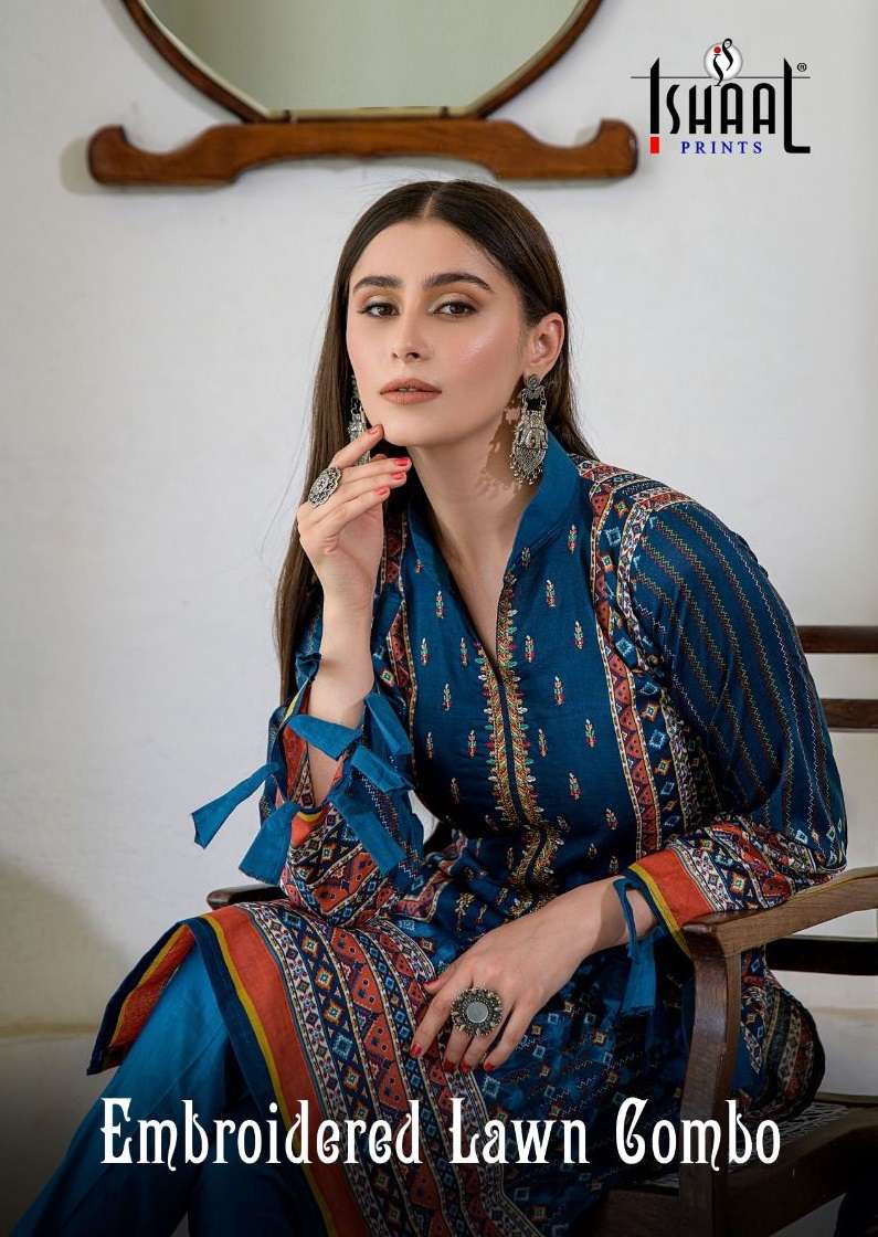 ISHAAL PRINTS EMBROIDERED LAWN COMBO