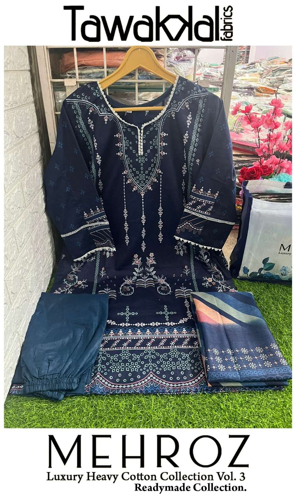  TAWAKKAL FABRICS MEHROZ VOL 3 LUXURY HEAVY COTTON READY MADE COLLECTION