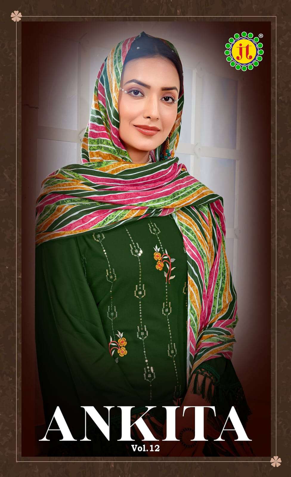 JT ANKITA VOL 12 RAYON FANCY SEQUENCE EMBROIDERY WORK SUIT