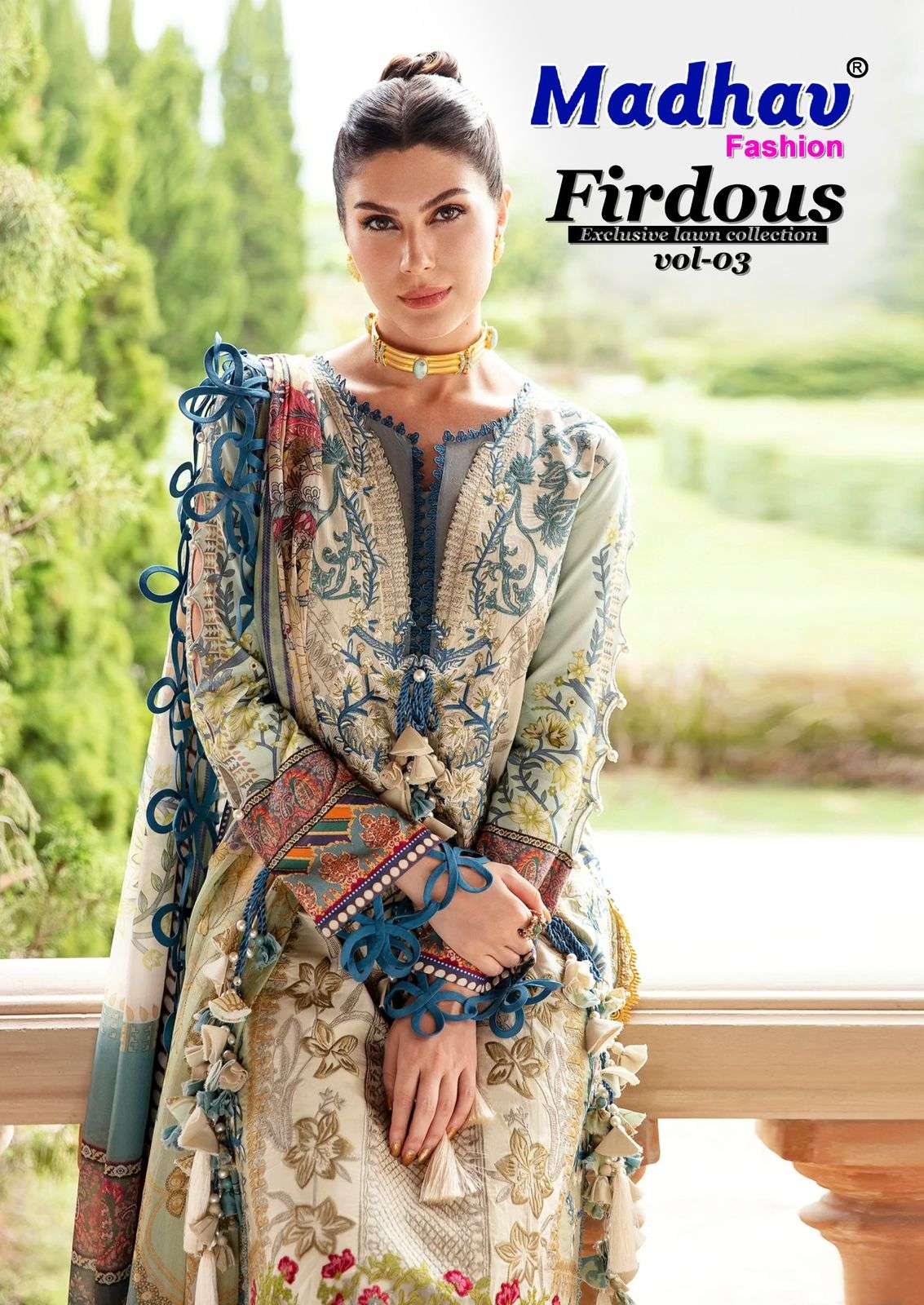 MADHAV FASHION FIRDOUS VOL 3 LAWN COTTON DIGITAL PRINTS SUIT