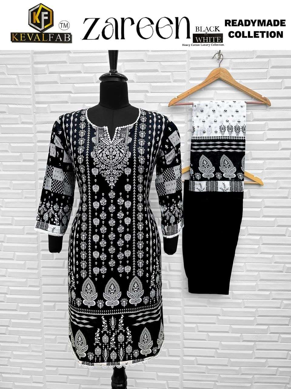KEVAL FAB ZAREEN BLACK & WHITE READY MADE COLLECTION