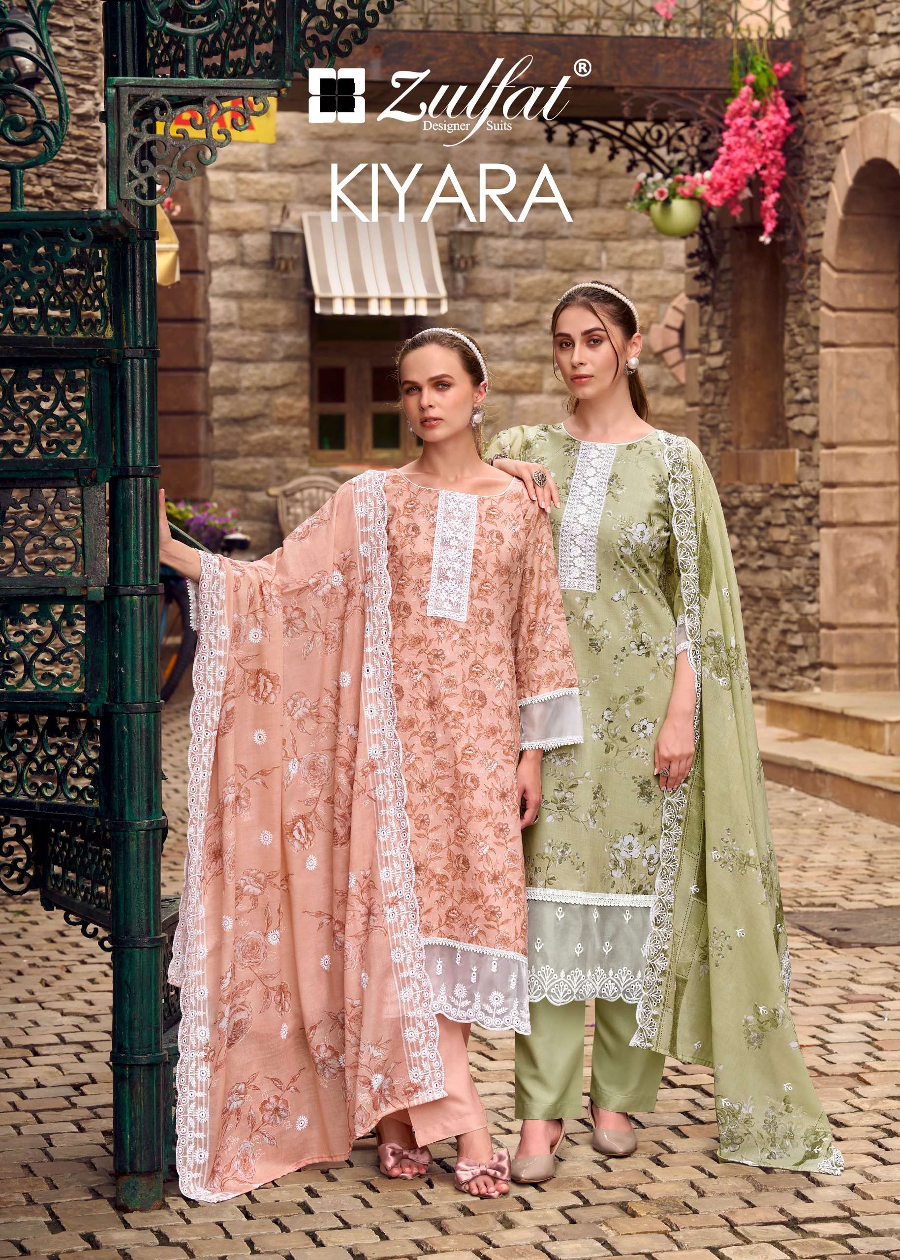  ZULFAT DESIGNER SUITS KIYARA COTTON  PRINT WITH EMBROIDERY WORK SUITS 