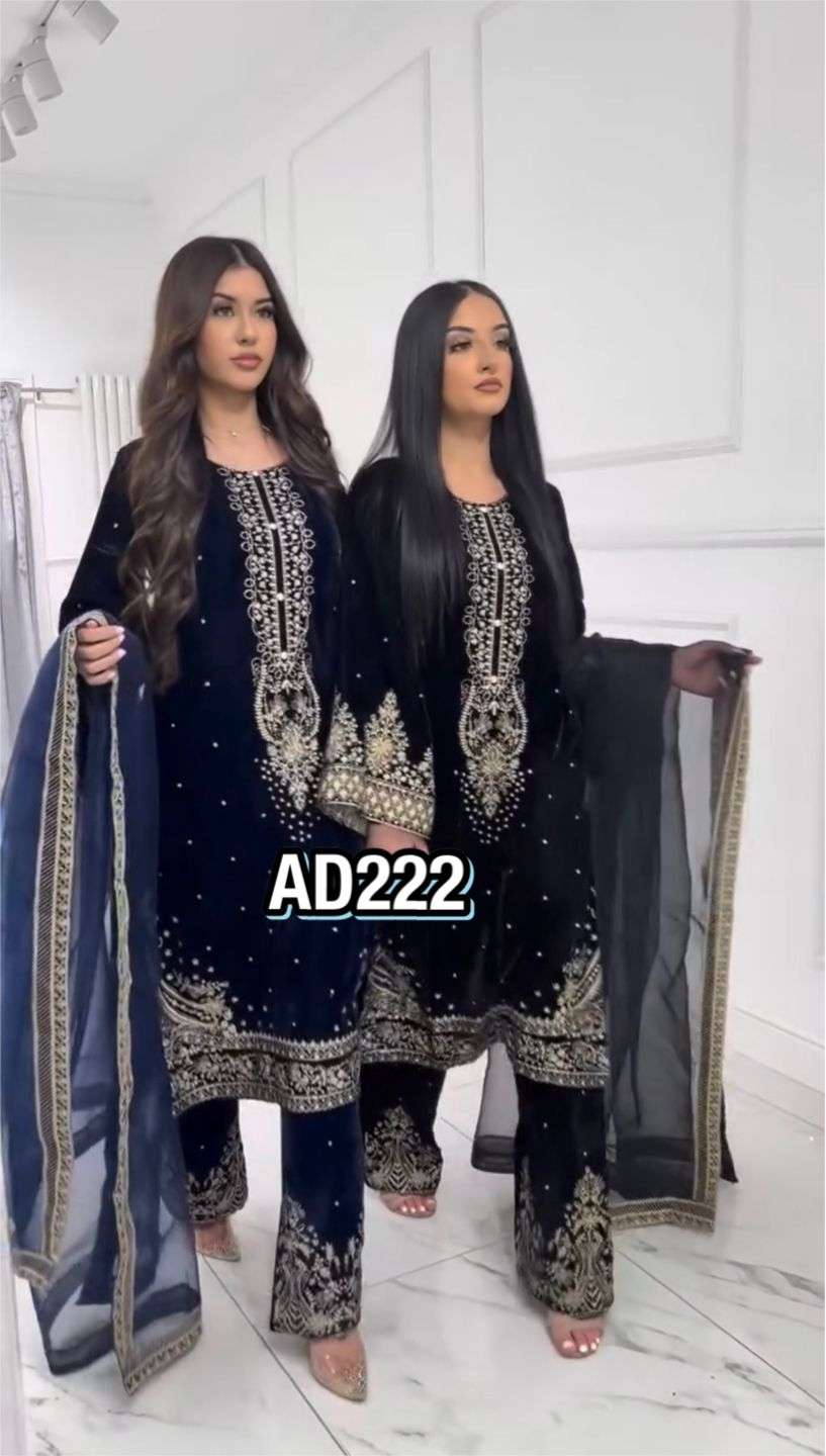 AD 222 VELVET EMBROIDERY DESIGNER FUNCTION WEAR LADIES SUIT