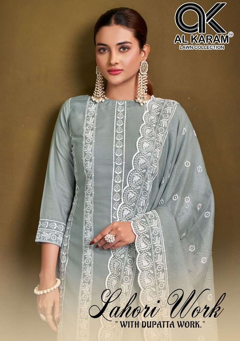 AL KARAM LAHORI VOL 2 COTTON EMBROIDERY DESIGNER WORK SUIT