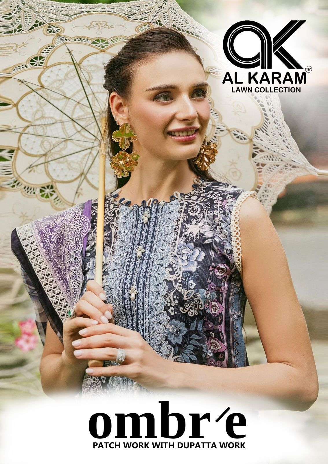 AL KARAM OMBRE LAWN COLLECTION COTTON DIGITAL PRINT WITH PATCH WORK SUIT