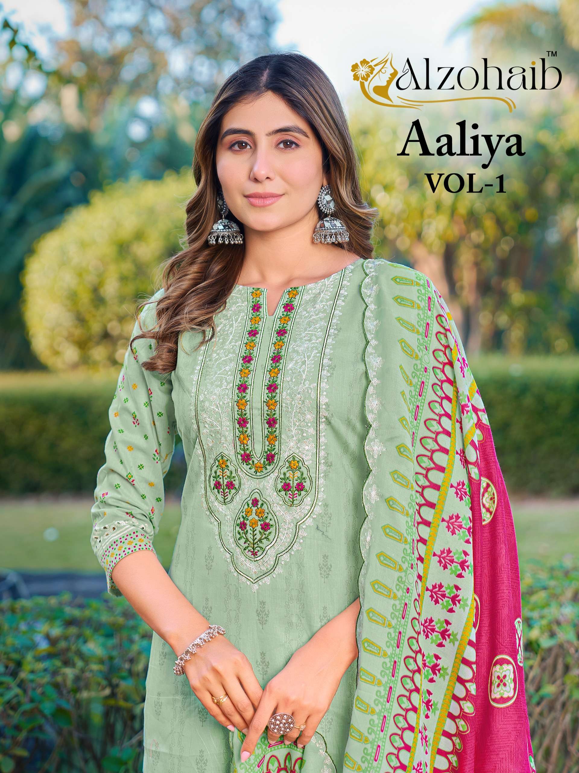 AL ZOHAIB AALIYA VOL 1 COTTON EMBROIDERY WORK SUIT
