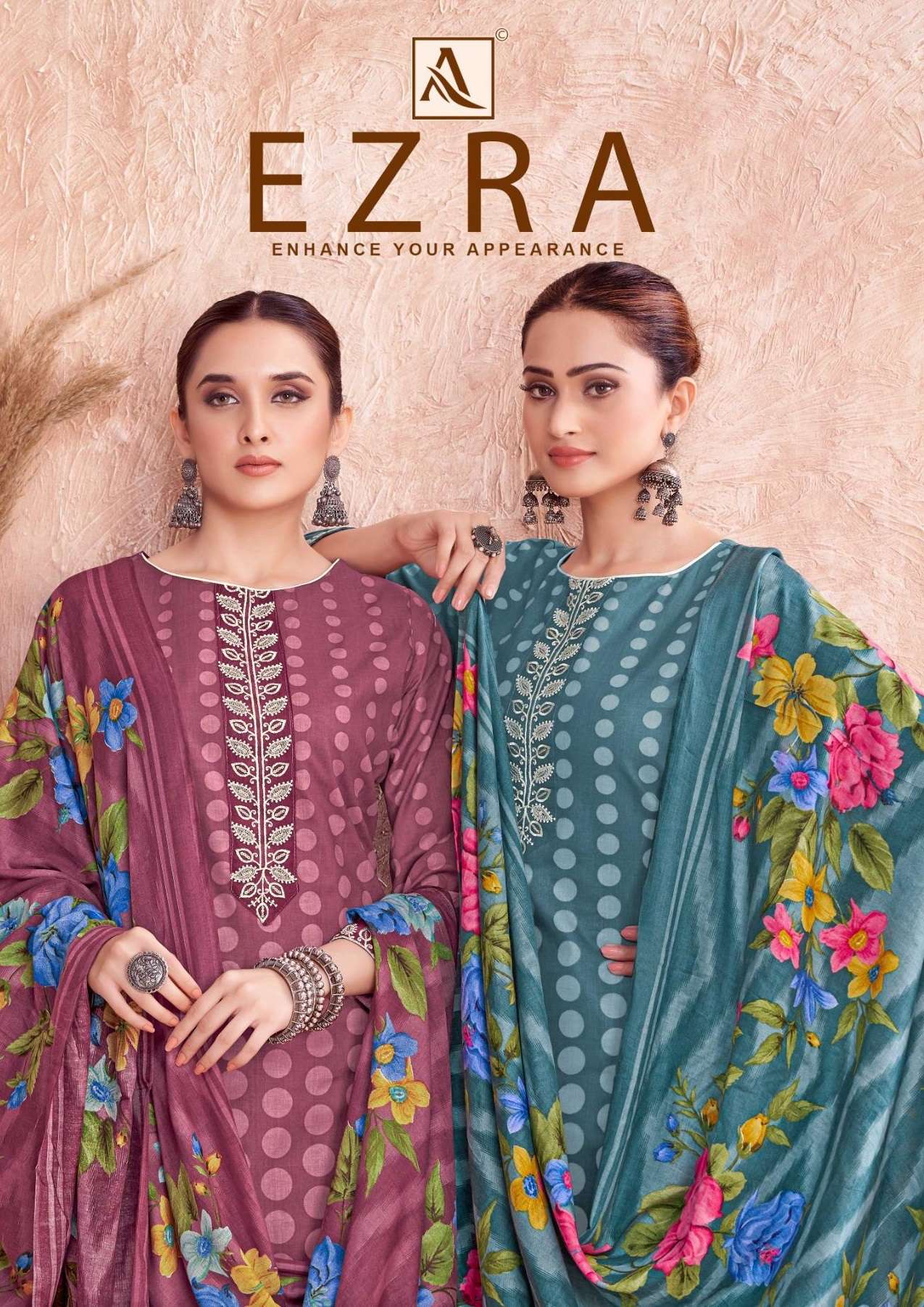ALOK SUITS EZRA COTTON PRINT WITH FANCY EMBROIDERY WORK SUIT