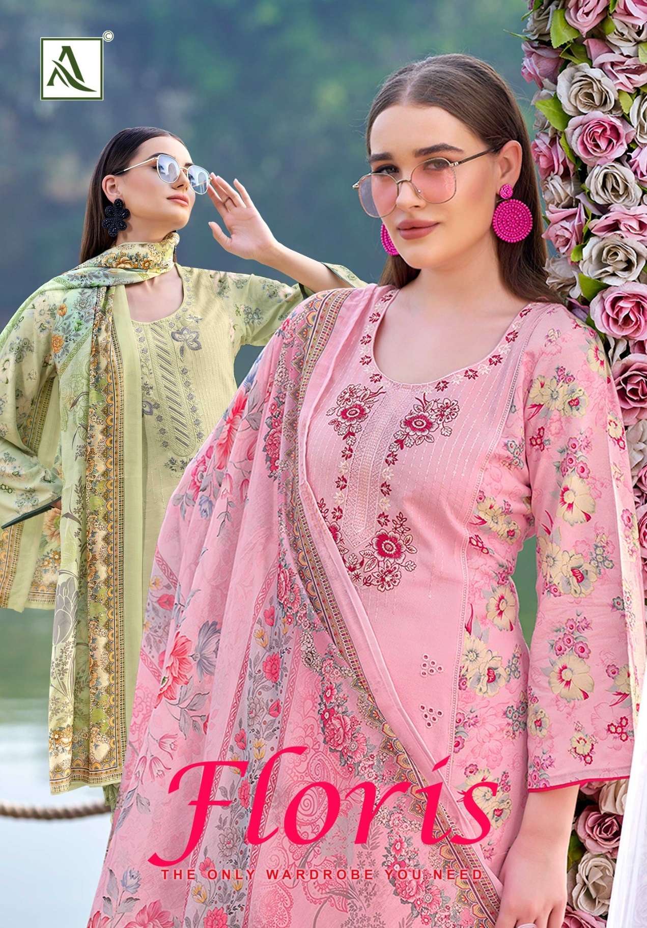 ALOK SUITS FLORIS VISCOSE PRINT WITH FANCY EMBROIDERIES WORK SUIT