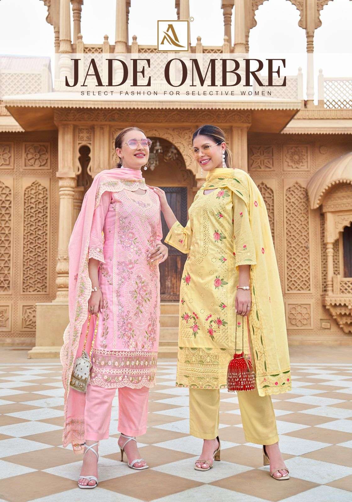 ALOK SUITS JADE OMBRE LAWN COTTON FANCY PAKISTANI STYLE WORK SUIT