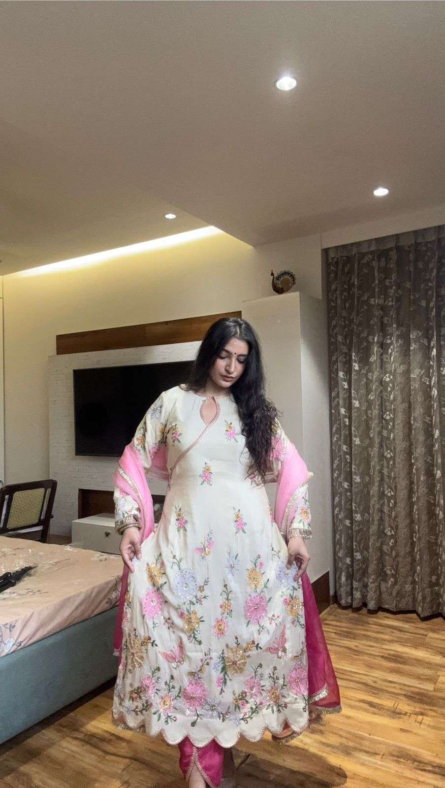 BE 418 DESIGNER WEAR EMBROIDERED BOAT NECK TOP WITH TULIP SALWAAR AND DUPATTA 