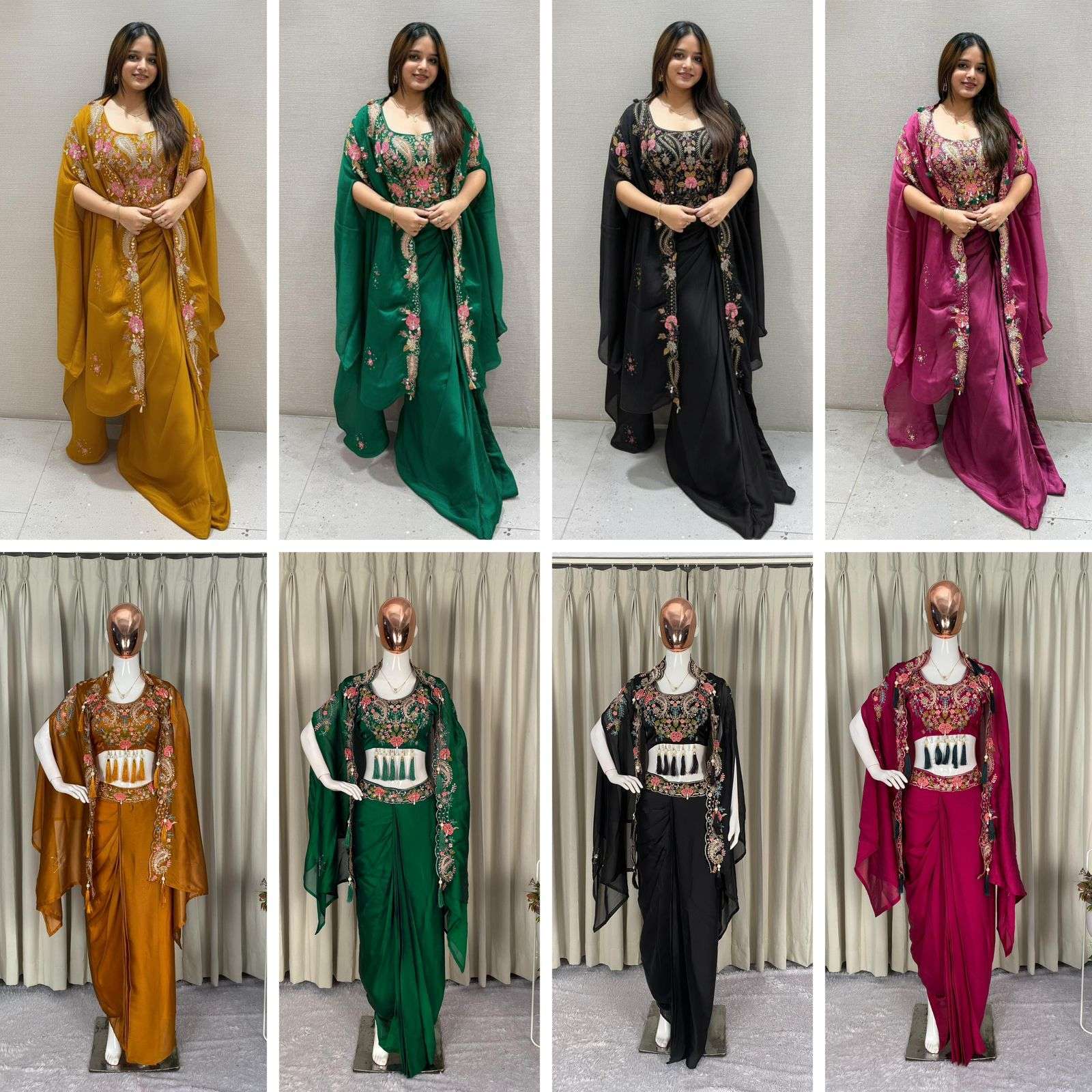 BE 425 SILK DESIGNER WORK PARTY WEAR INDO WESTERN STYLE DRESS