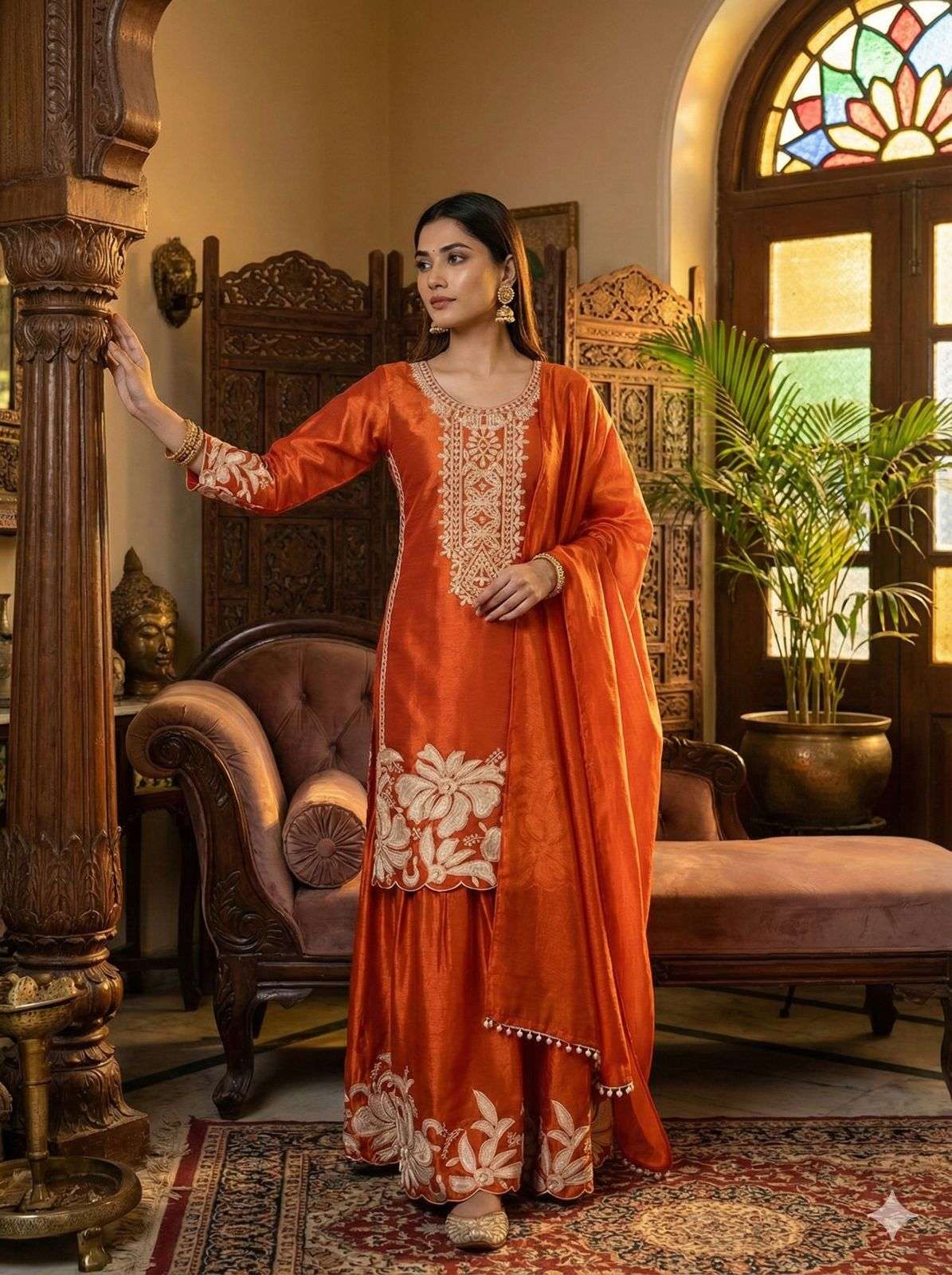 BE 442 SILK DESIGNER FESTIVE WEAR LADIES SHARARA SUIT