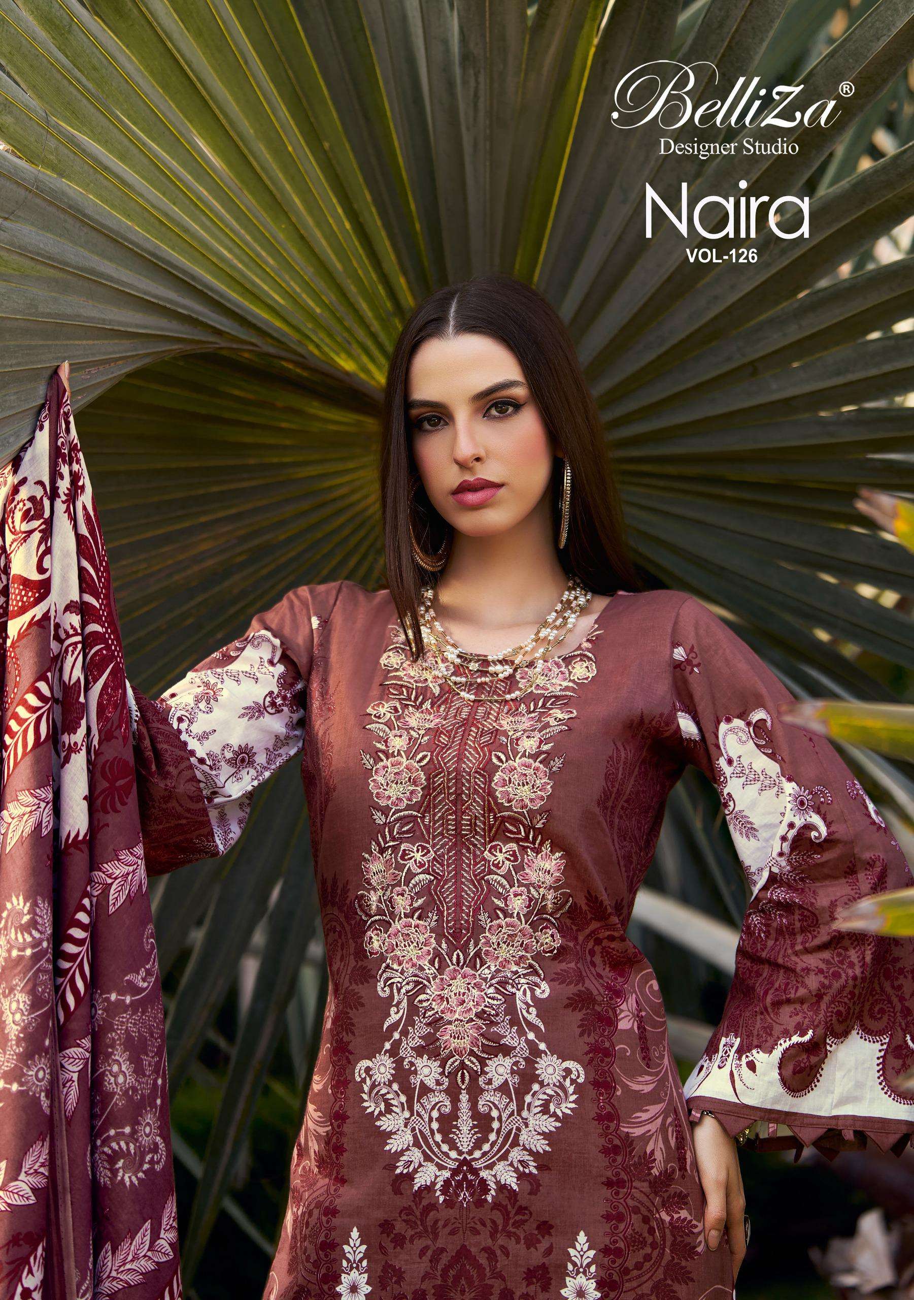 BELLIZA DESIGNER STUDIO NAIRA VOL 126 COTTON DIGITAL PRINT WITH FANCY WORK SUIT
