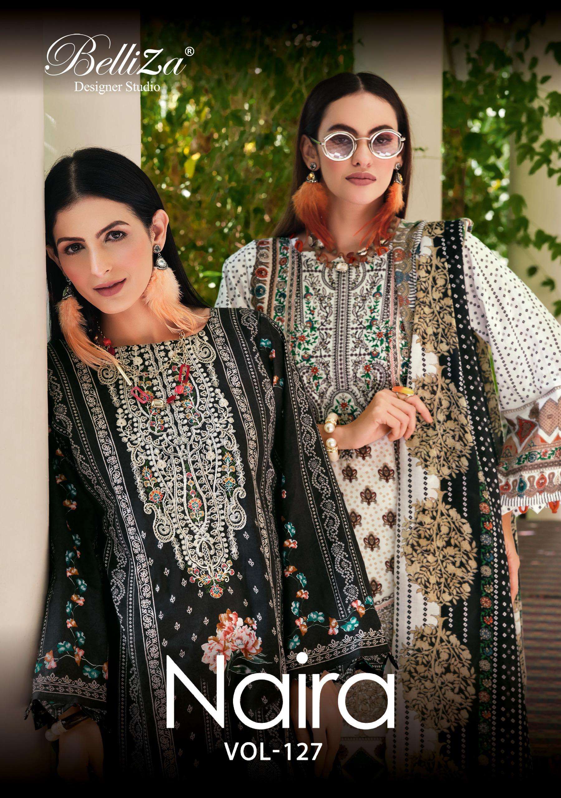 BELLIZA DESIGNER STUDIO NAIRA VOL 127 COTTON DIGITAL PRINTS WITH FANCY WORK SUIT