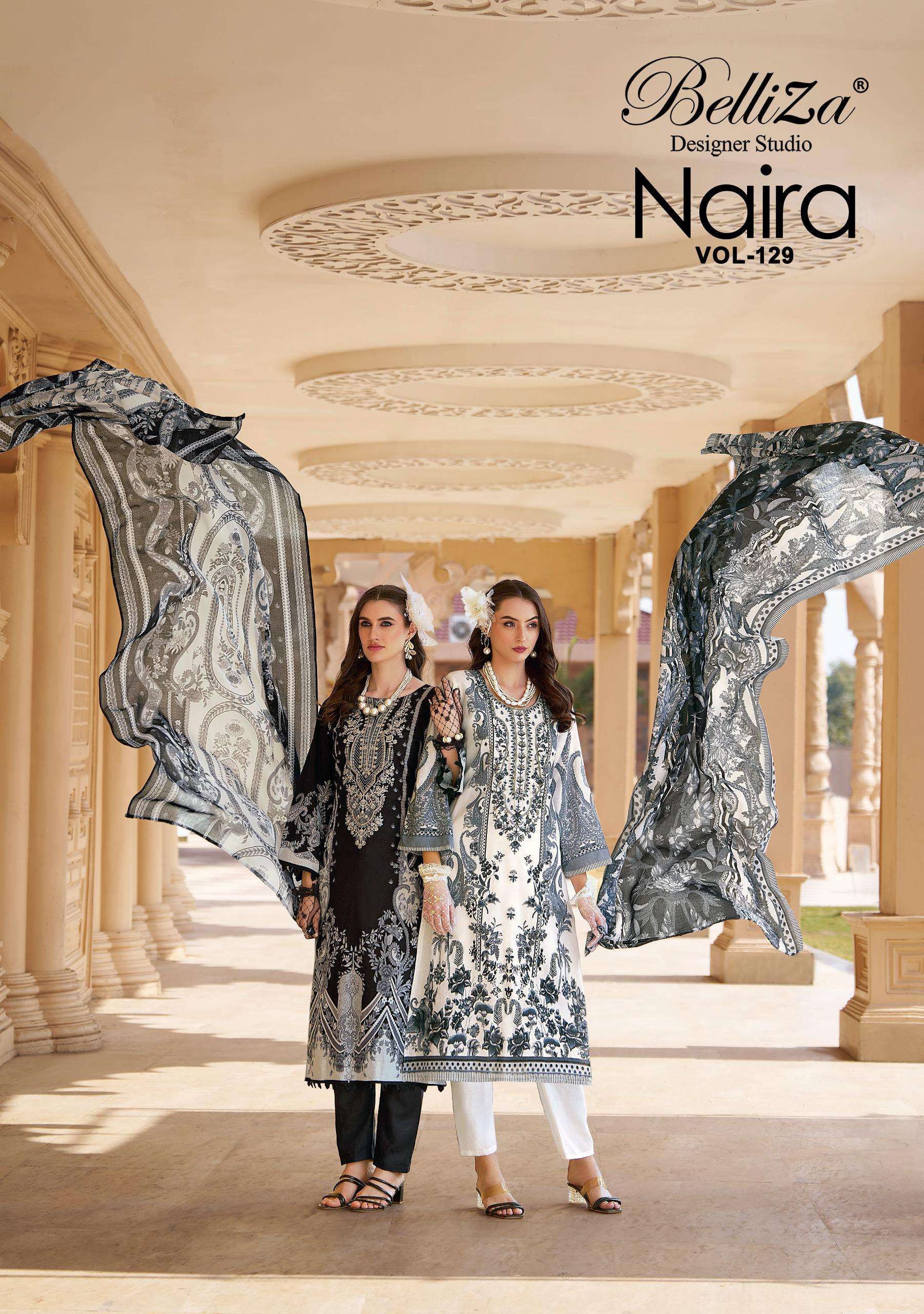 BELLIZA DESIGNER STUDIO NAIRA VOL 129 COTTON DIGITAL PRINT WITH FANCY WORK SUIT