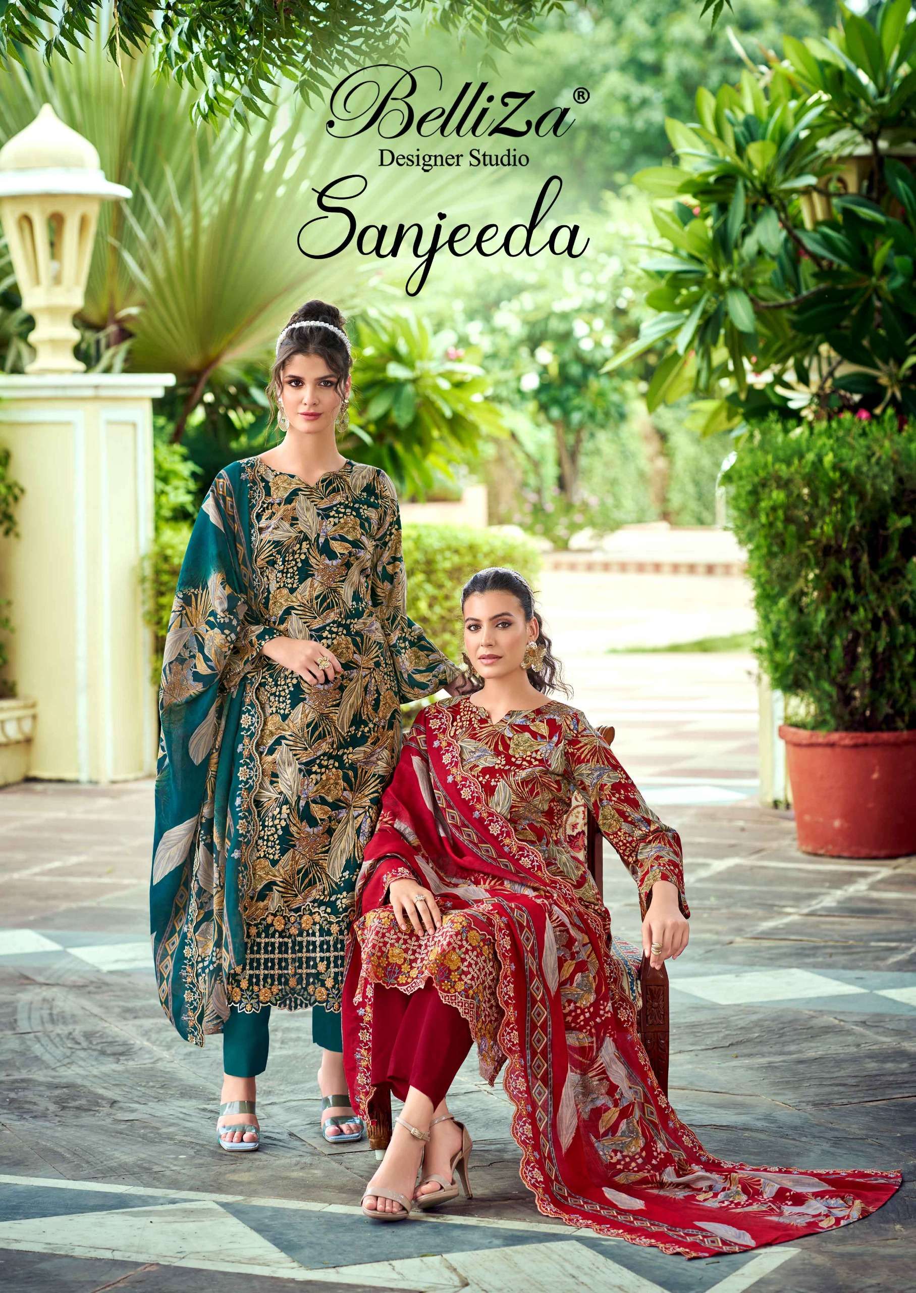 BELLIZA DESIGNER STUDIO SANJEEDA VISCOSE DIGITAL PRINT WITH EMBROIDERY WORK SUIT