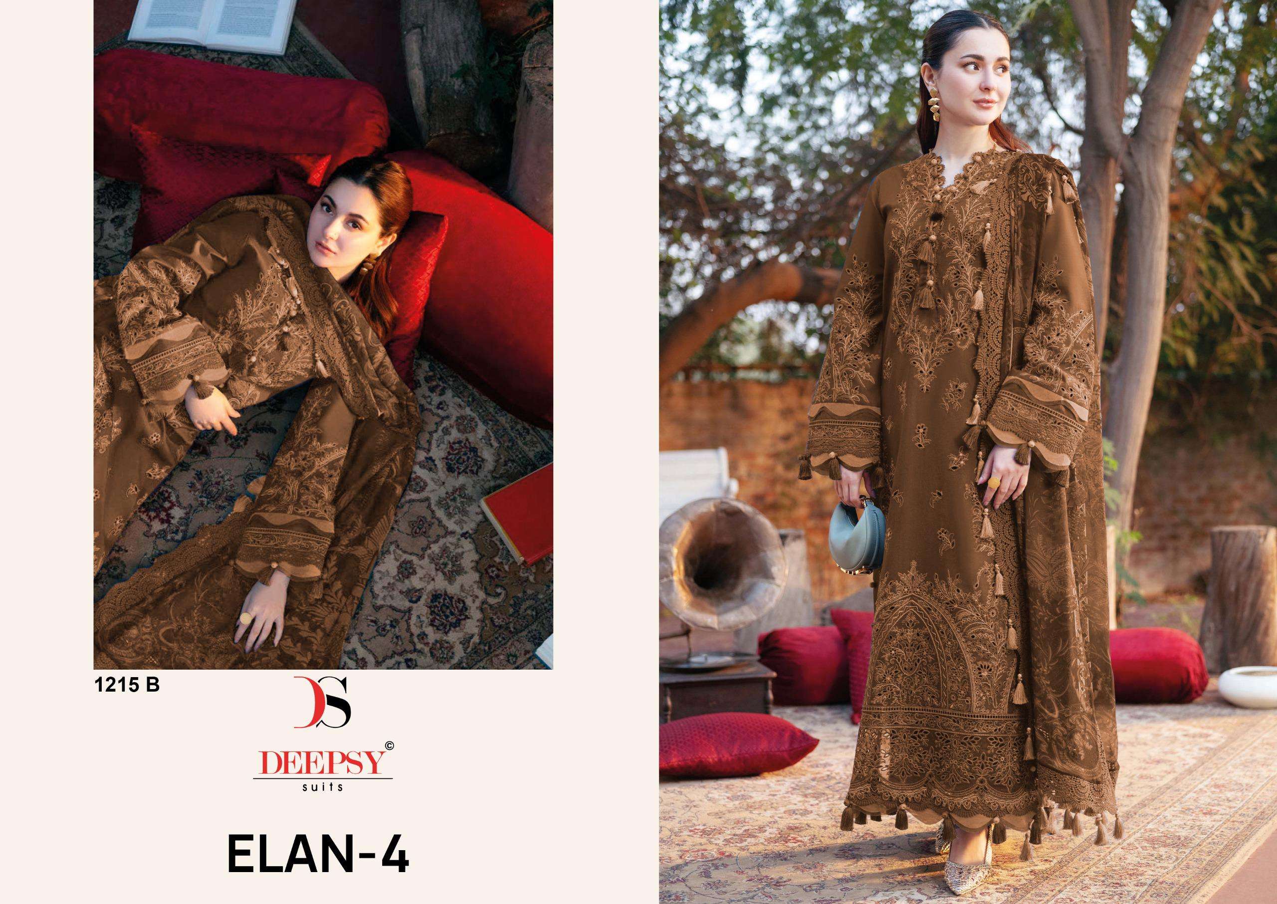 DEEPSY SUITS ELAN LAWN 25 VOL 4 HIT DESIGN 1215 COTTON HEAVY DESIGNER PAKISTANI SUITS 