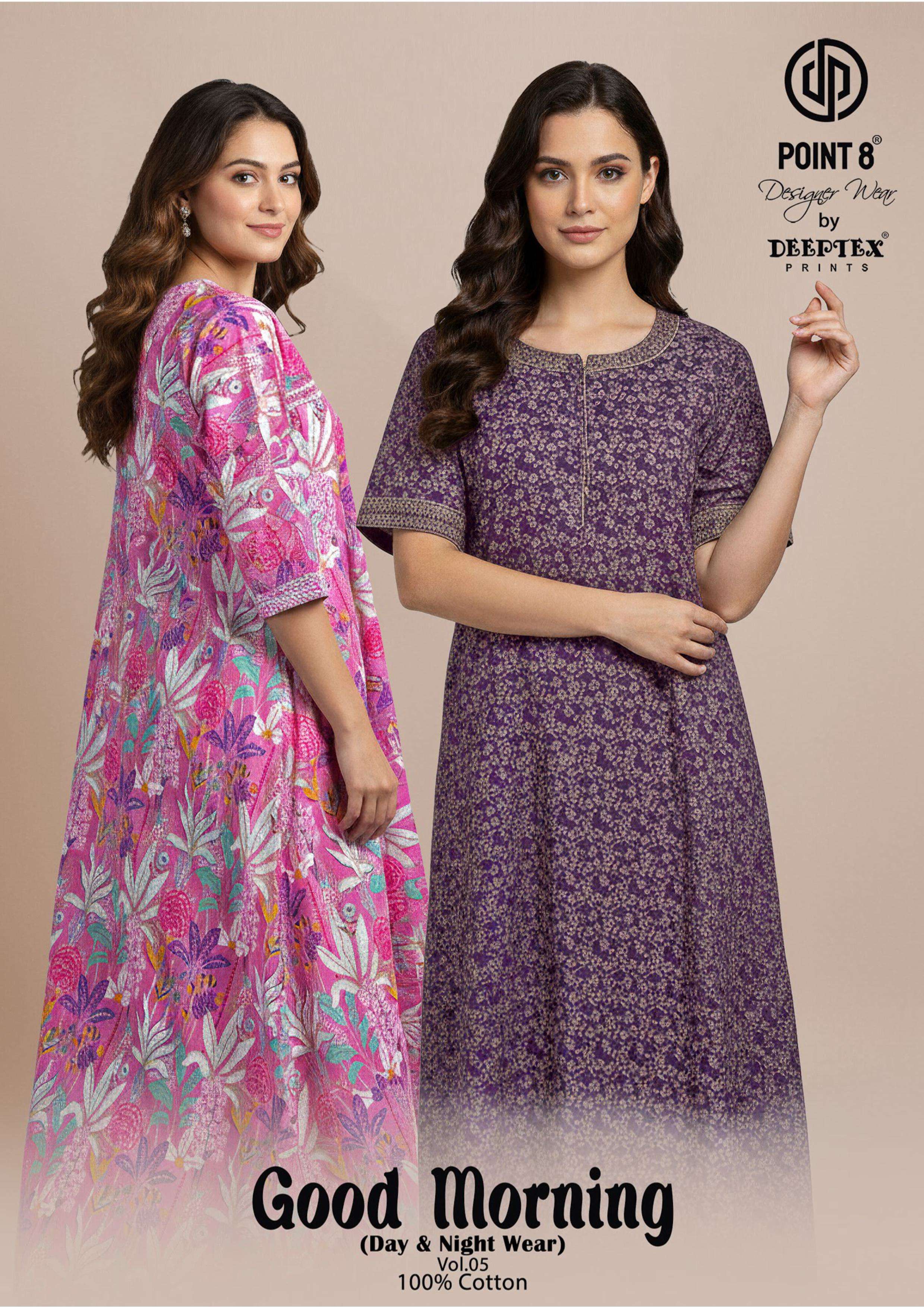 DEEPTEX PRINTS GOOD MORNING VOL 5 COTTON PRINTED LADIES NIGHT WEAR GOWN 