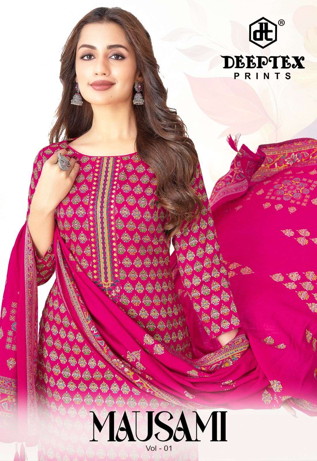 DEEPTEX PRINTS MAUSAMI JAM SATIN PRINT WITH FANCY WORK SUIT