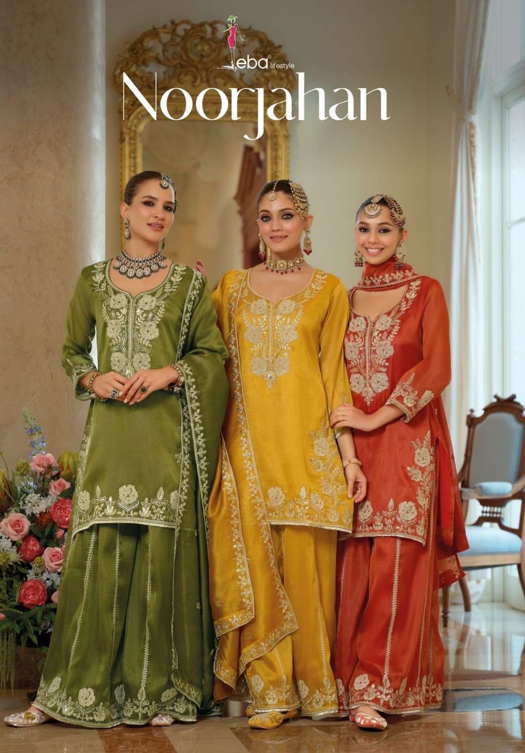 EBA LIFESTYLE NOORJAHAN HEAVY EMBROIDERY DESIGNER READY MADE FESTIVE WEAR SUIT