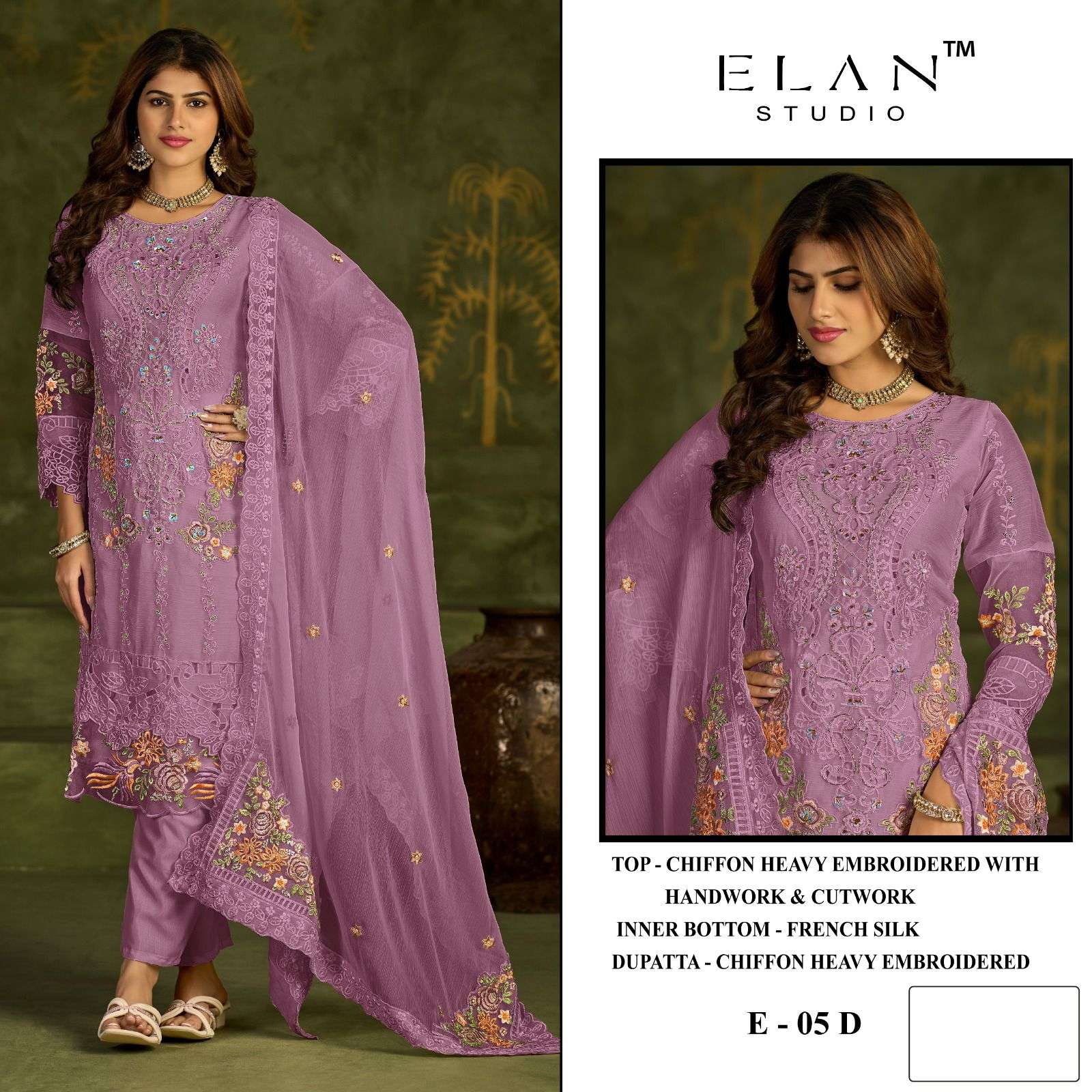 ELAN STUDIO E 05 HEAVY EMBROIDERED DESIGNER WEDDING WEAR PAKISTANI SUIT