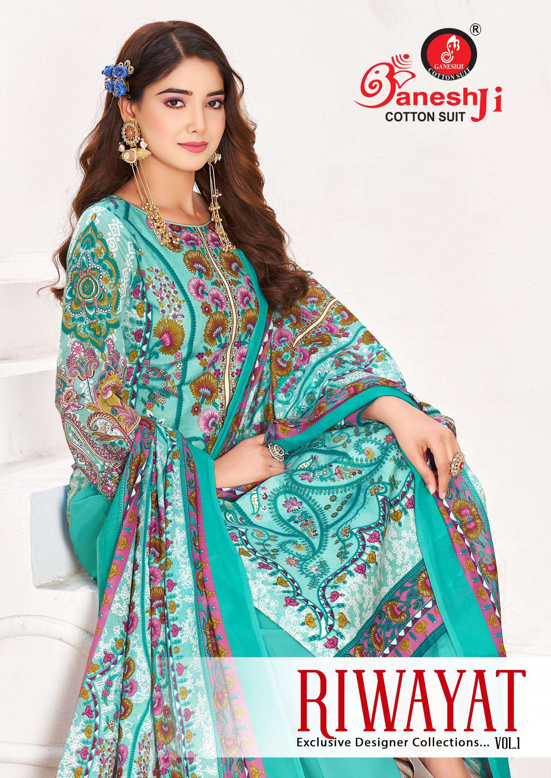 GANESHJI COTTON SUIT RIWAYAT VOL 1 COTTON DIGITAL PAKISTANI STYLE PRINT SALWAR SUIT