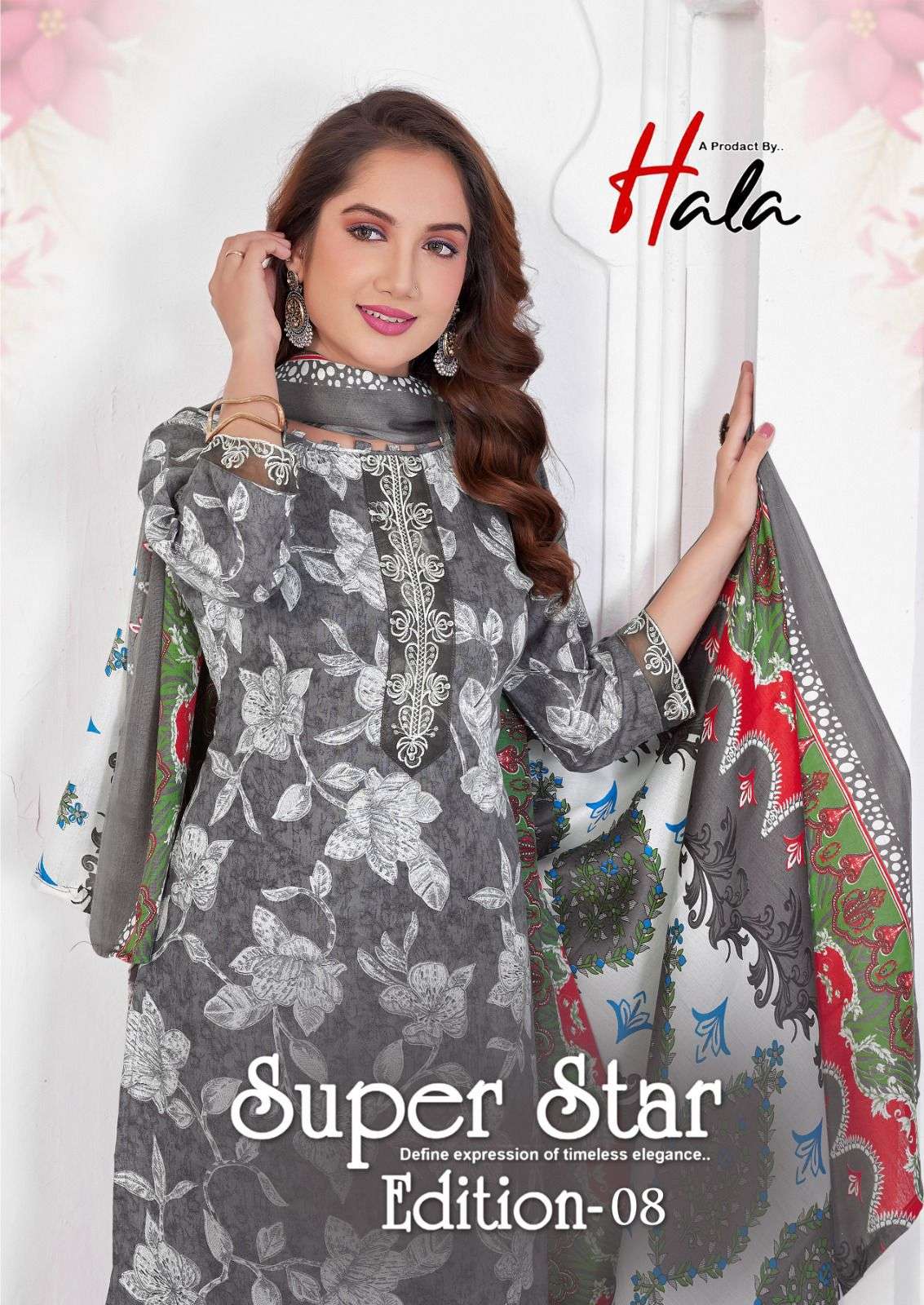 HALA SUPERSTAR VOL 8 COTTON DIGITAL PRINTS WITH FANCY WORK SUIT