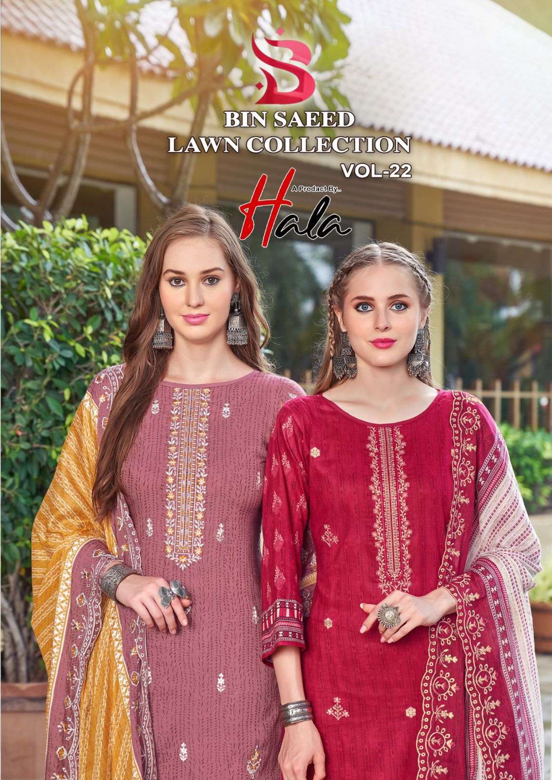 HALA TRADERS BIN SAEED LAWN COLLECTION VOL 22 COTTON PRINT WITH EMBROIDERY WORK SUIT