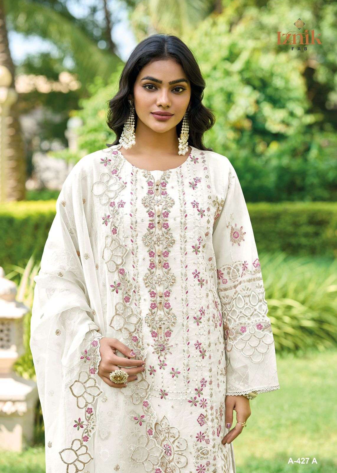 IZNIK FAB A 427 CHIFFON HEAVY EMBROIDERED DESIGNER PAKISTANI SUIT