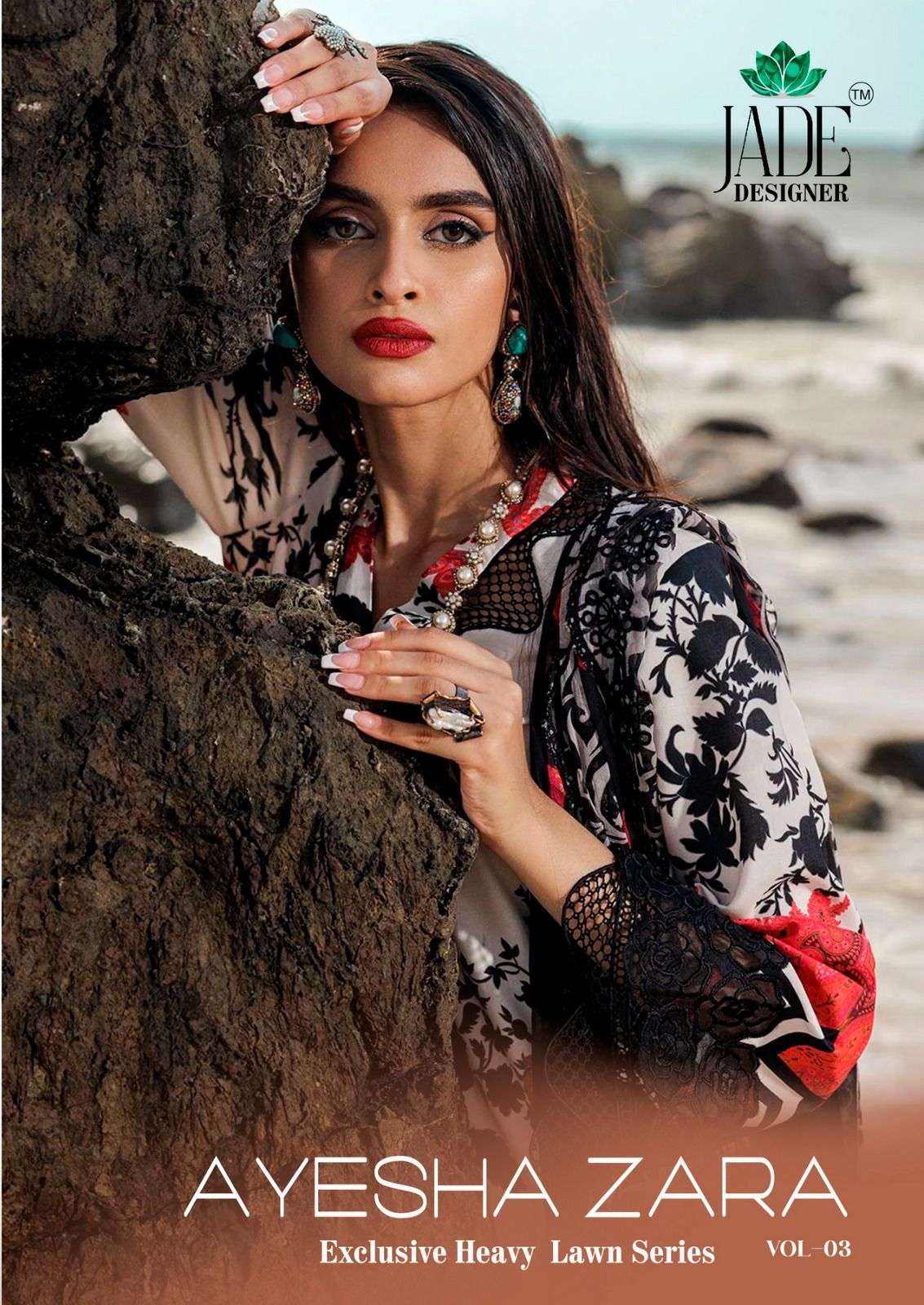 JADE DESIGNER AYESHA ZARA VOL 3 LAWN COTTON DIGITAL KARACHI PRINT SUIT