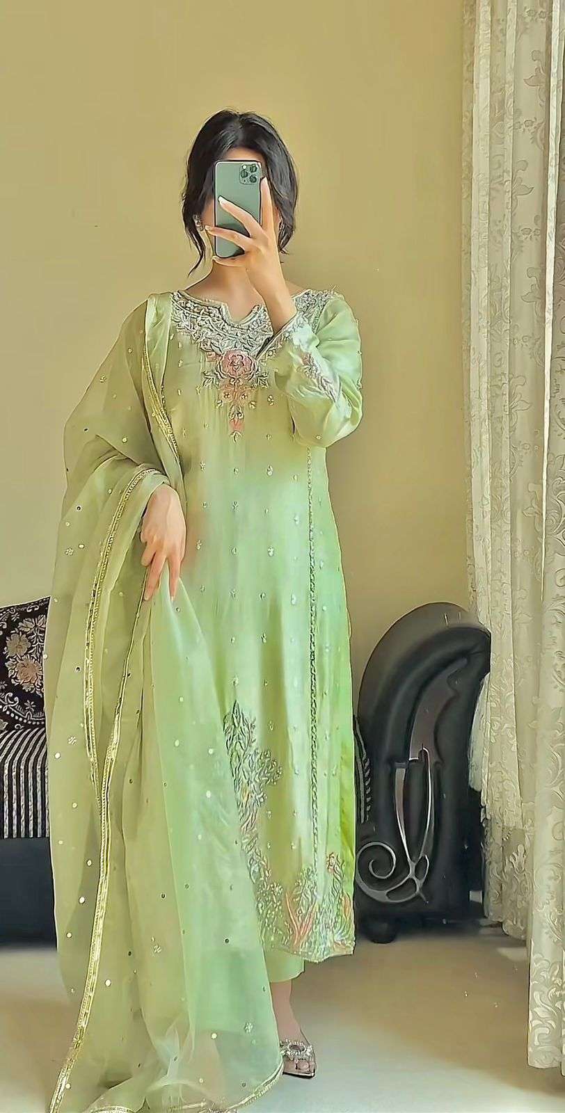 JL 1035 3 PIECE LONG KURTI WITH BOTTOM AND DUPATTA SET 