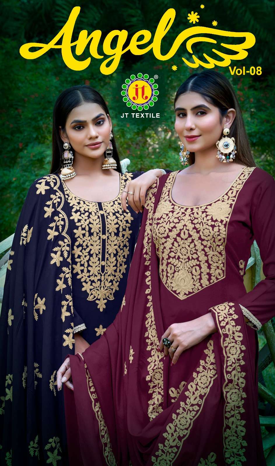 JT ANGEL VOL 8 RAYON FANCY EMBROIDERY WORK SUIT