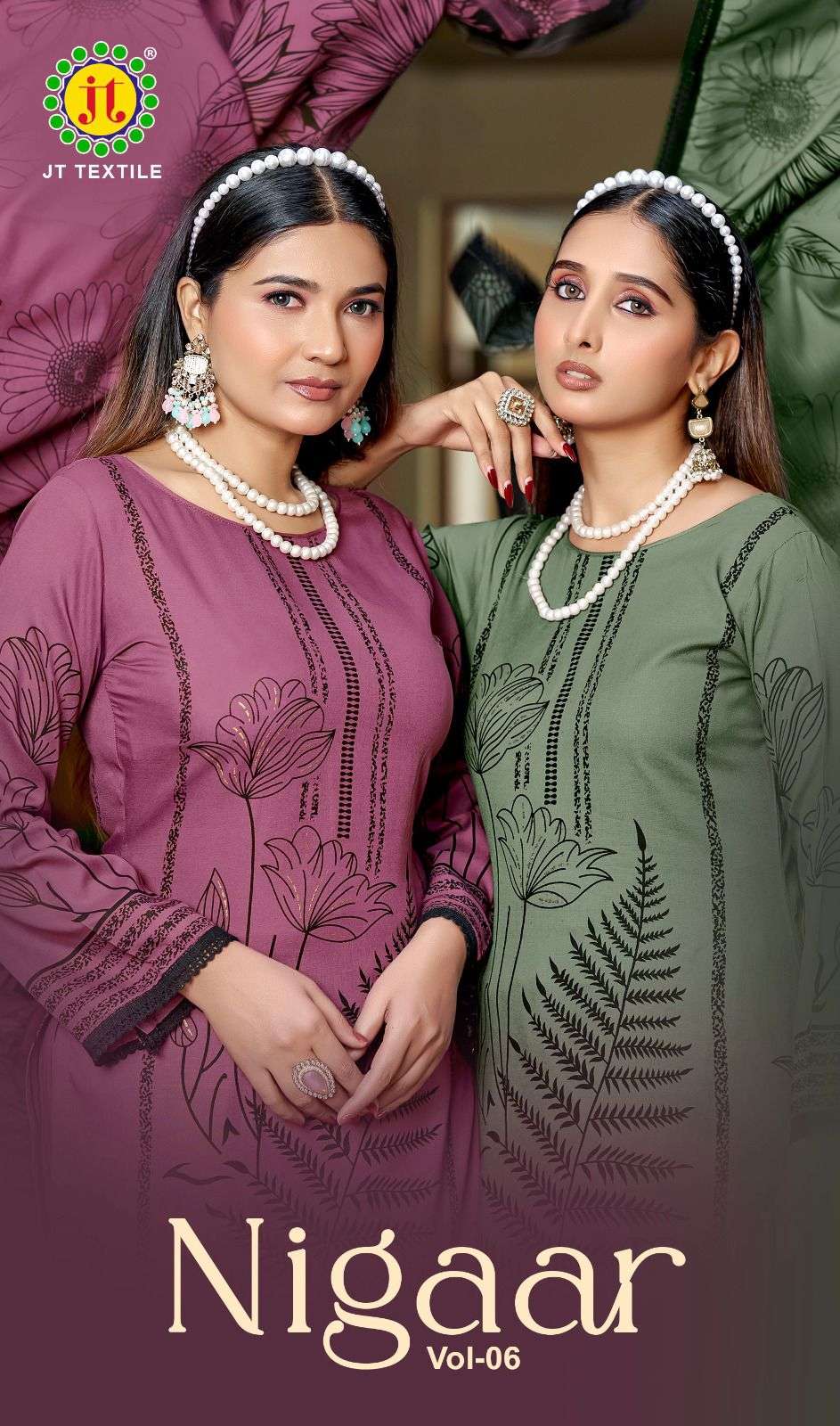 JT NIGAAR VOL 6 RAYON PREMIUM WORKS LADIES SALWAR SUIT