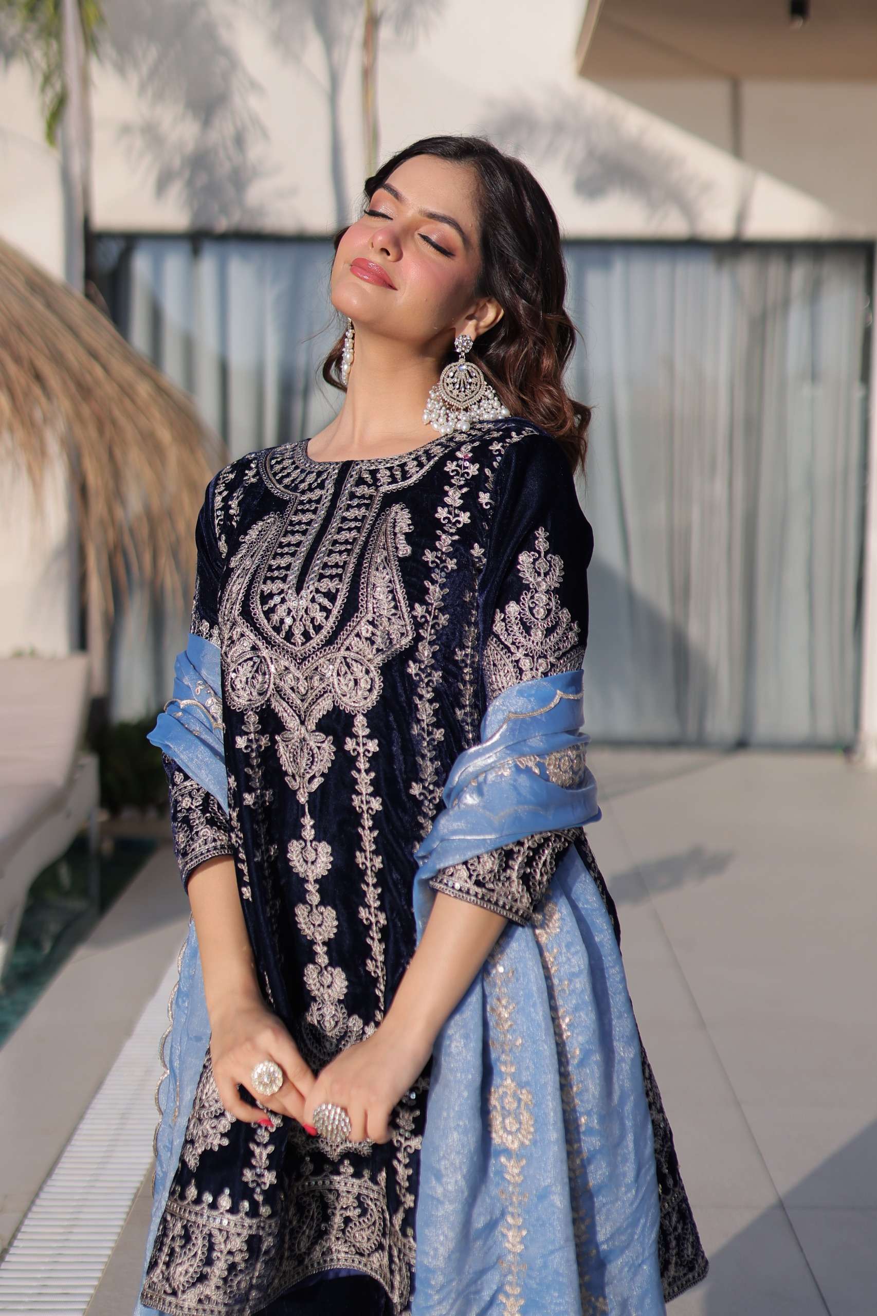 KA 1228 VELVET WITH BEAUTIFUL DESIGNER TOP PANT WITH DUPATTA SET 