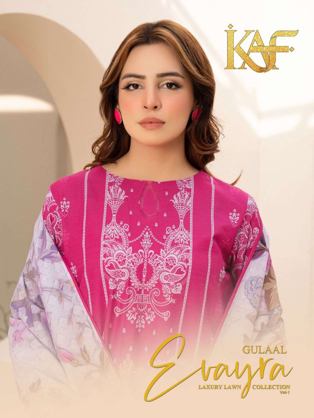 KAF FABRIC EVAYRA GULAAL LUXURY LAWN COLLECTION VOL 1 DIGITAL PRINT COTTON SALWAR SUIT