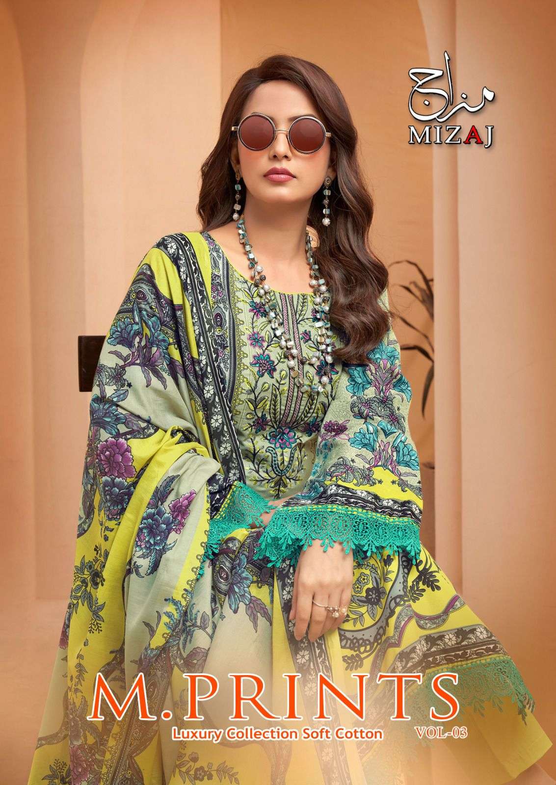 KEVAL FAB MIZAJ M PRINTS VOL 3 COTTON FANCY WORK SUIT