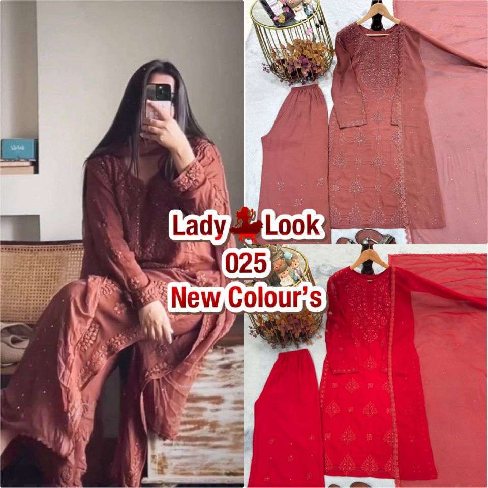 LADY LOOK 025 CHIKANKARI GEORGETTE FANCY DESIGNER LADIES SUIT