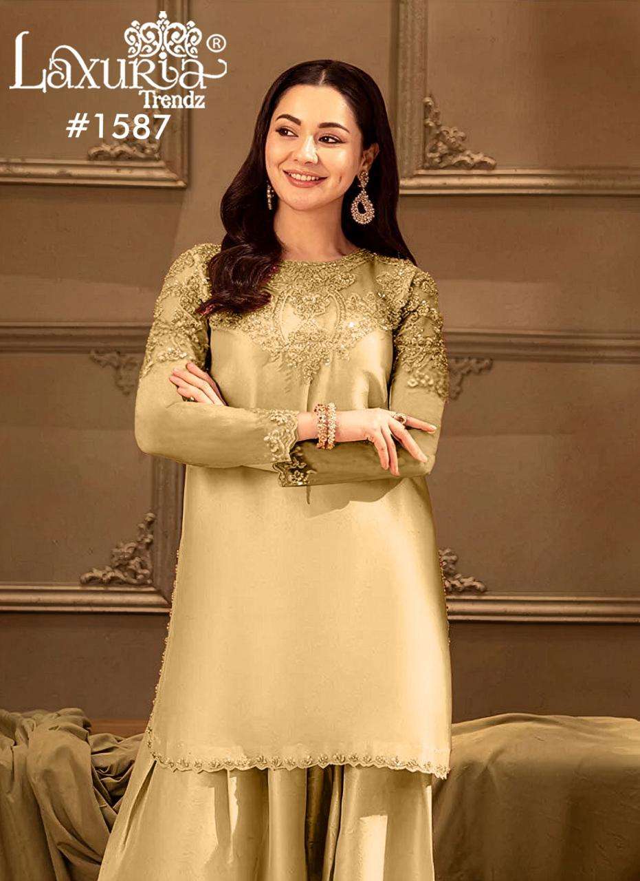 LAXURIA TRENDZ D NO 1587 SATIN BEAUTIFUL DESIGNER LOOK FARSHI SALWAR SUIT