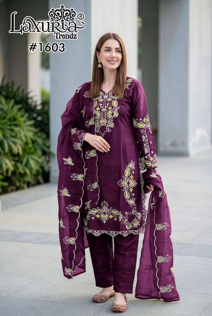 LAXURIA TRENDZ D NO 1603 SILK BEAUTIFUL PAKISTANI LOOK DESIGNER LADIES SUIT