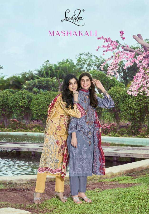 LEVISHA MASHAKALI LAWN COTTON DIGITAL PRINT WITH FANCY WORK SUIT