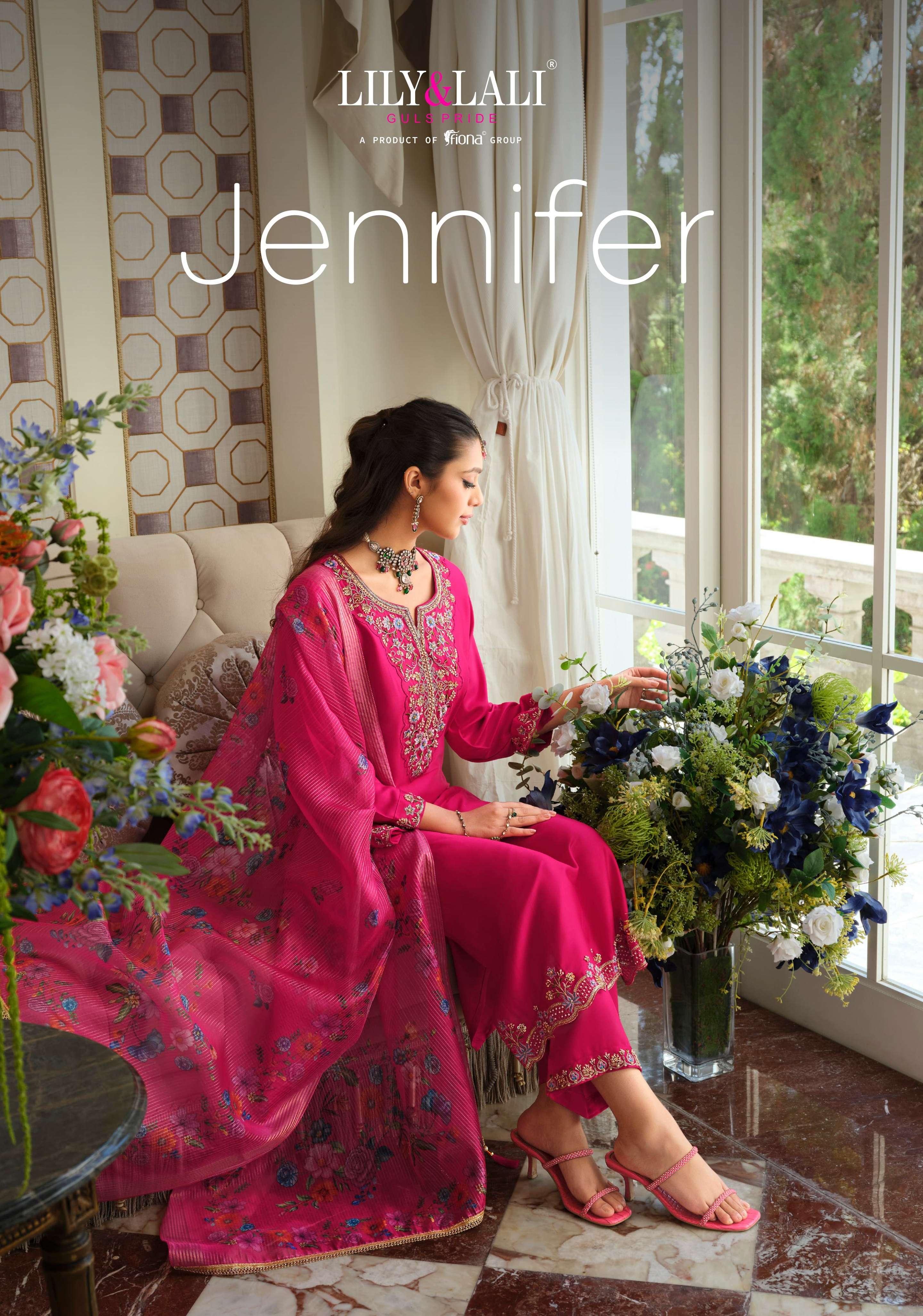 LILY AND LALI JENNIFER VISCOSE SILK BEAUTIFUL DESIGNER LOOK FUNCTION WEAR SUIT