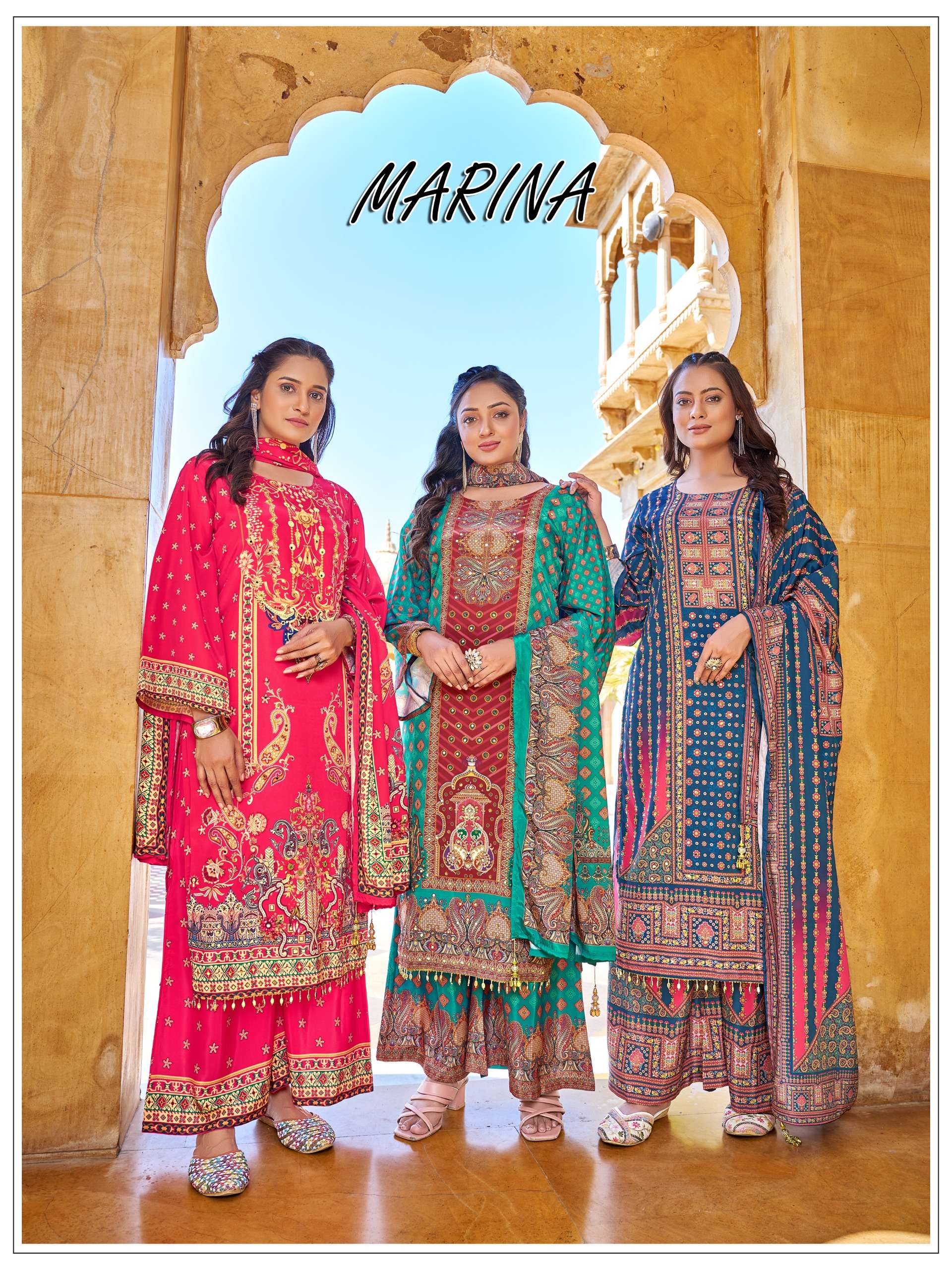 MF MARINA SILK DIGITAL PRINT WITH FANCY WORKS READY MADE PAKISTANI STYLE SUIT