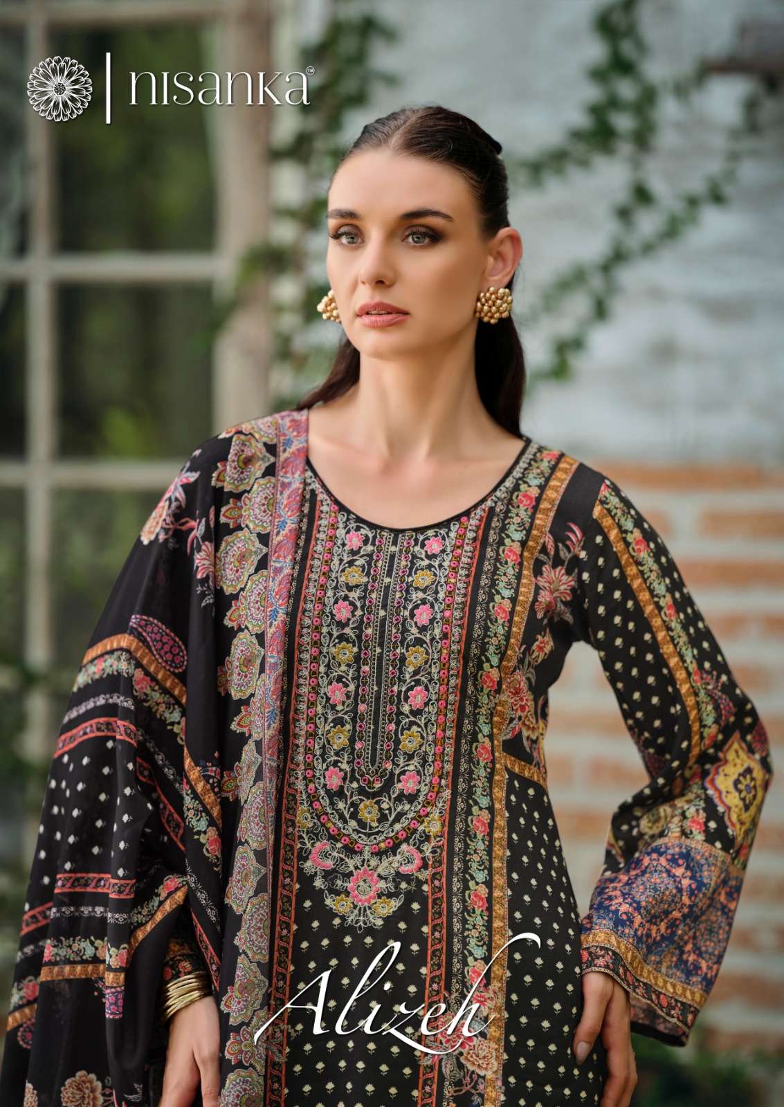 NISANKA LIFESTYLES ALIZEH LAWN COTTON DIGITAL PRINTS WITH EMBROIDERY WORK SUIT