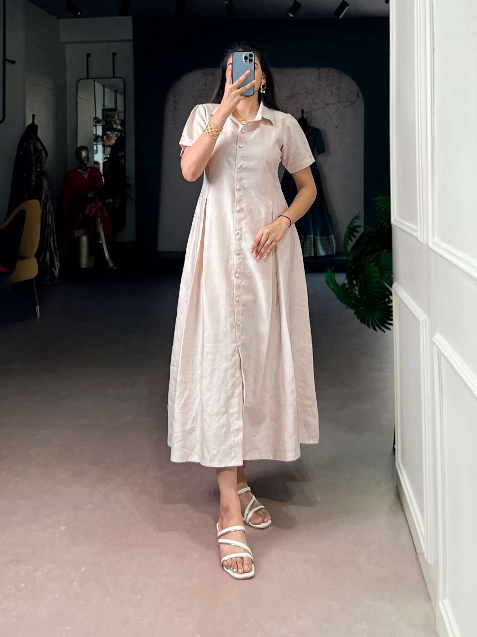 NNK 4405CRM FANCY PREETY LOOKS LADIES ONE PIECE DRESS