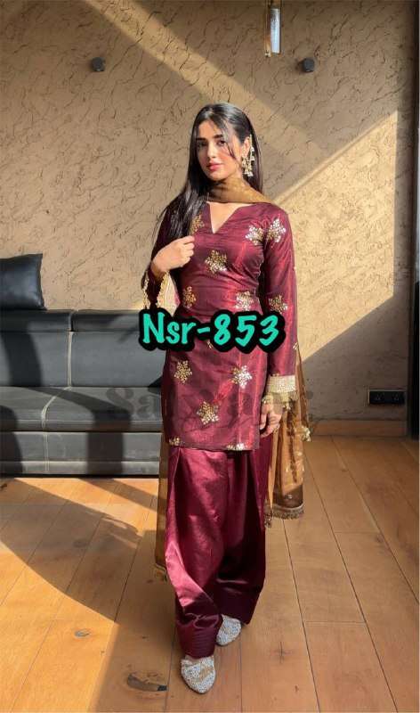 NSR 853 SILK WITH FULLY STITCHED KURTI WITH BOTTOM AND DUPATTA SET 