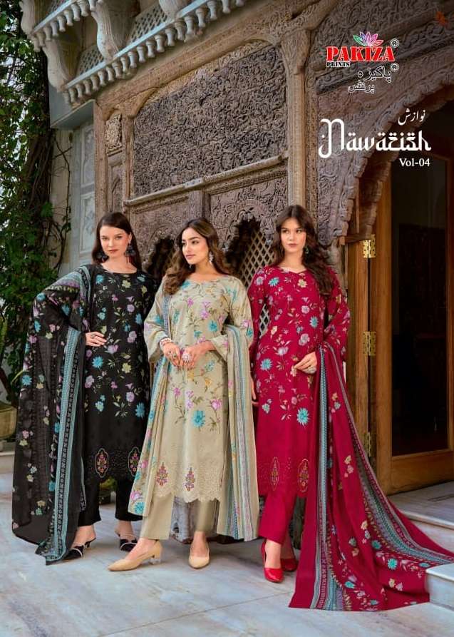 PAKIZA PRINTS NAWAZISH VOL 4 LAWN COTTON FANCY EMBROIDERY WORK SUIT