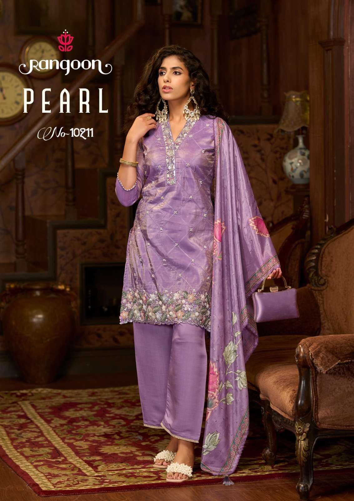 RAGOON PEARL CRUSH FABRIC HEAVY EMBROIDERY DESIGNER READY MADE LADIES SUIT