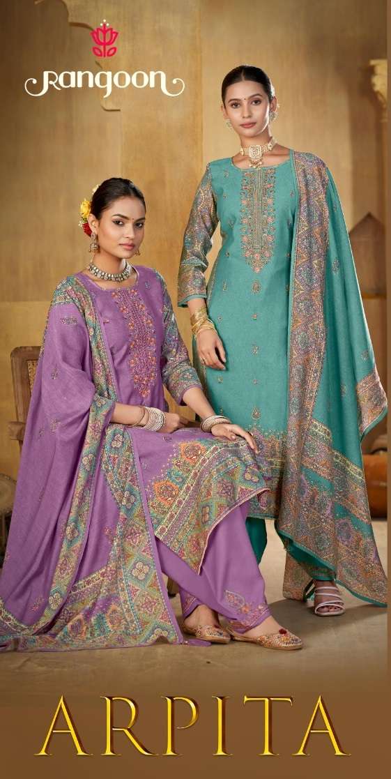 RANGOON ARPITA MUSLIN FANCY WORK LADIES 3PIECE SET COLLECTION 