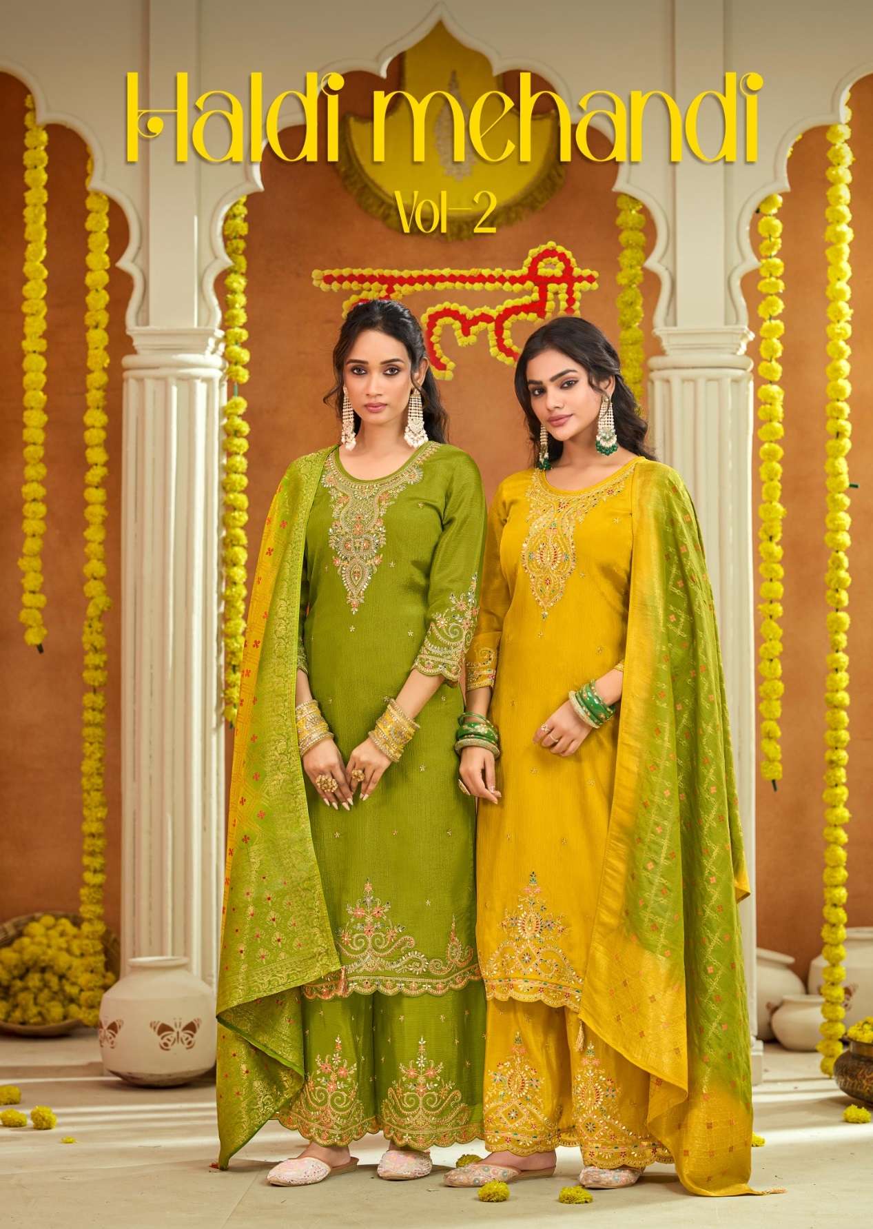 RANGOON HALDI MEHANDI VOL 2 FANCY DESIGNER WORK WEDDING FUNCTION WEAR SUIT