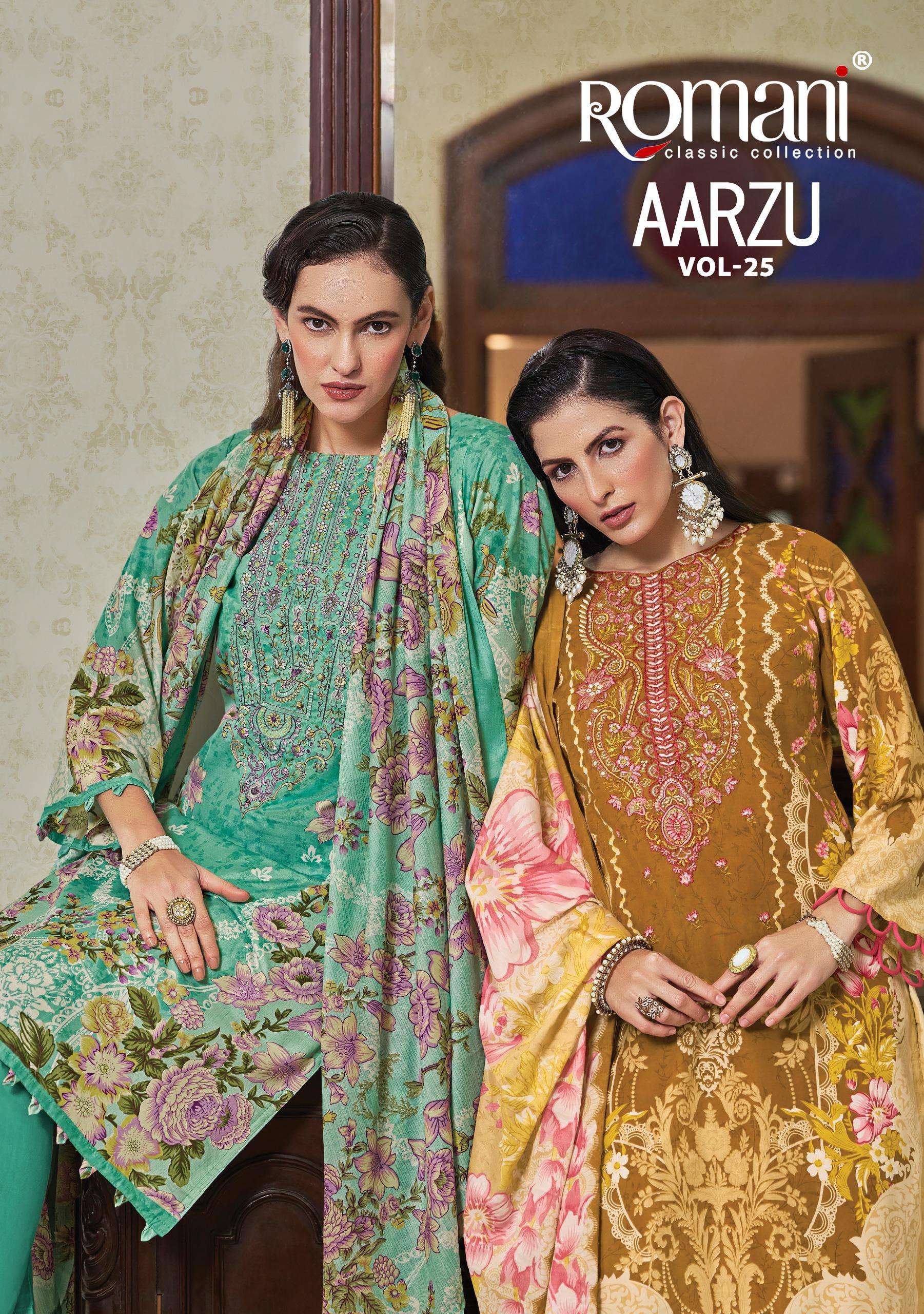 ROMANI AARZU VOL 25 COTTON DIGITAL PRINTS WITH FANCY WORK SUIT